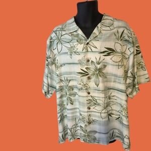 Tommy Bahama Green Floral Silk Shirt Mens L